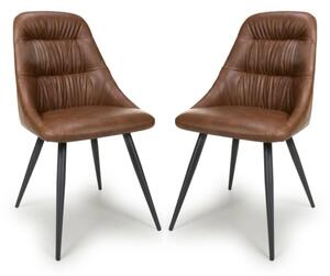 Calhoun Tan Faux Leather Dining Chairs In Pair