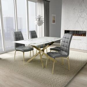 Avon Dining Table With Gold legs And 4 Justin Grey Chairs