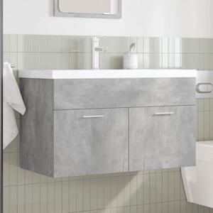 Breccia Wooden 80cm Vanity Unit With Faucet In Concrete Grey