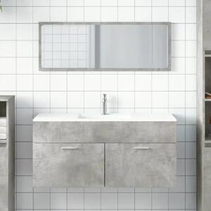 Bastrop Wooden Bathroom Cabinet With Mirror In Concrete Grey