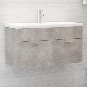 Breccia Wooden 60cm Vanity Unit Without Faucet In Concrete Grey