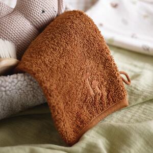 Chestnut Cotton Woodland Animal Bath Mitt | Small | Piglet in Bed