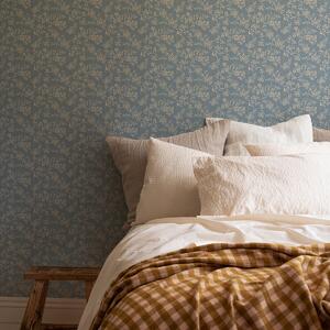 Warm Blue Camille Floral Wallpaper | Default | Piglet in Bed