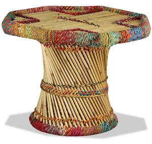 Coffee Table Bamboo with Chindi Details Multicolour
