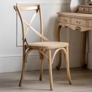 Cannock Set of 2 Dining Chairs, Oak & Rattan Brown
