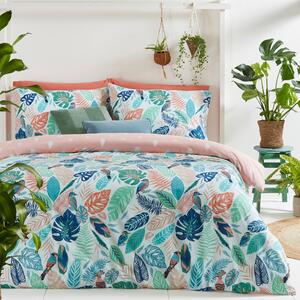Furn Guava Tropical Double Duvet Cover Bedding Set Green Pink