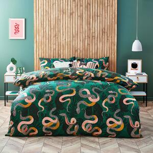 Furn Serpentine Tropical Duvet Cover Bedding Set Juniper Green