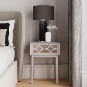 Delphi 1 Drawer Bedside Table, Mirrored Grey