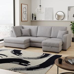 Carson Soft Texture Left Hand Facing U-Shaped Sofa with Detachable Footstool Grey
