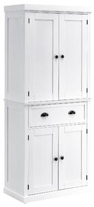 HOMCOM Traditional Colonial Freestanding Kitchen Cupboard Storage Pantry Cabinet - 76L x 40.5W x 184H (cm) White