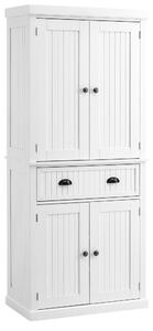 HOMCOM Traditional Kitchen Cupboard Freestanding Storage Cabinet with Drawer, Doors and Adjustable Shelves, White
