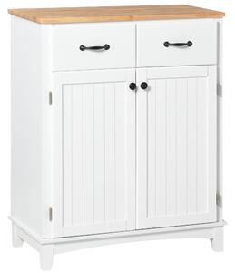 HOMCOM Modern Organising Kitchen Cupboard, Wooden Storage Cabinet, Tableware Organizer with 2 Drawers for Living & Dining Pantry Room, White