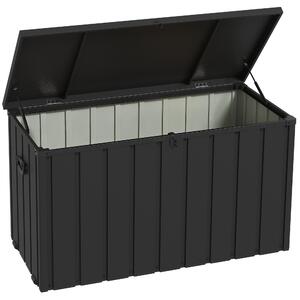 Outsunny 450L Galvanised Steel Garden Storage Box, with Wheels - Dark Grey Aosom UK