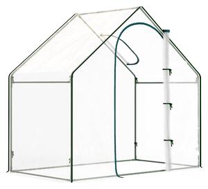 Outsunny Walk In PVC Greenhouse Garden Outdoor Flower Planter Steel Frame w/ Zipped Door & Window 180 x 100 x 168CM White