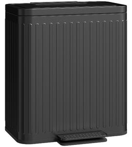 HOMCOM 40L Dual Compartment Rubbish Bin, with Soft-Close Lid - Black