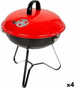 Barbecue Portable Aktive Enamelled Metal Ø 36 cm 36 x 44 x 36 cm (4 Units) Red