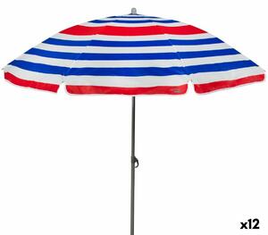 Beach parasol Aktive Blue Red Multicolour Silver Ø 160 cm 160 x 167 x 160 cm (12 Units)