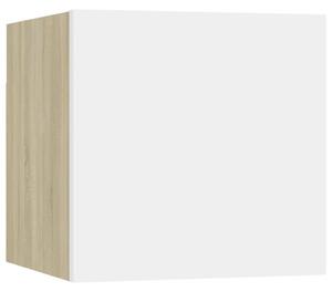 Bedside Cabinet White and Sonoma Oak 30.5x30x30 cm Engineered Wood