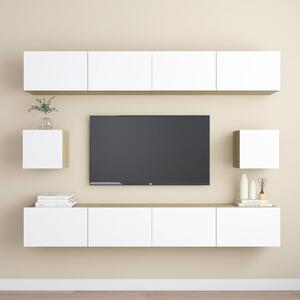 6 Piece TV Cabinet Set White and Sonoma Oak Engineered Wood
