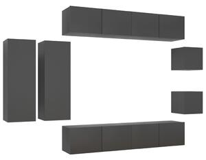 8 Piece TV Cabinet Set Grey Engineered Wood