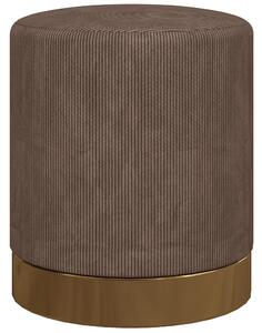 HOMCOM Corduroy Fabric Round Footstool, Modern Upholstered Foot Stool for Living Room, Entryway, Light Brown Aosom UK