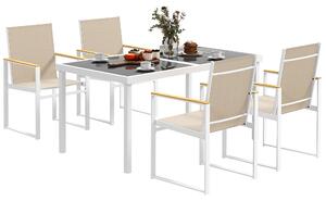 Outsunny 5 Piece Garden Furniture Set with 4 Armchairs and Tempered Glass Table Top, for Deck, Balcony