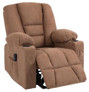 HOMCOM Oversized Riser and Recliner Chairs for the Elderly, Fabric Upholstered Lift Chair for Living Room with Remote Control, Side Pockets, Cup Holder, Brown