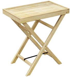 Outsunny Garden Table, Wooden Outdoor Side Table, 68x44cm, Perfect for Patio or Balcony, Natural Finish Aosom UK