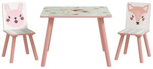 ZONEKIZ Toddler Desk and Chair Set, Kids Activity Table with Two Chairs, Furniture for Ages 3-6, Pink Aosom UK