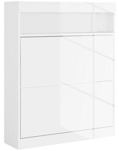 HOMCOM 16 Shoe Pair Shoe Storage Cabinet, with Flip Doors - White Aosom UK