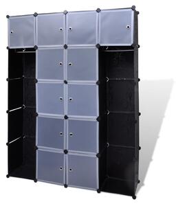 Modular Cabinet 14 Compartments Black and White 37x146x180.5 cm