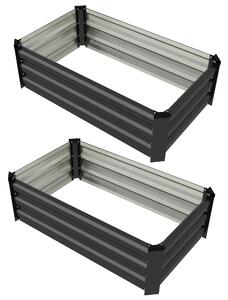 Outsunny Galvanised Raised Beds for Garden Set of 2, Outdoor Elevated Planter Box, Easy-to-assemble, for Growing Flowers, Herbs and Vegetables, Grey