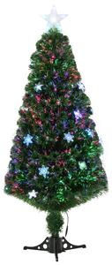 HOMCOM 5ft Prelit Artificial Christmas Tree Fiber Optic LED Light Holiday Home Xmas Decoration Tree with Foldable Feet, Green
