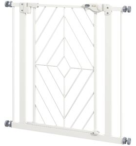 PawHut Pressure Fit Stair Gate, Dog Gate, with Auto Closing Door, Double Locking, Easy Installation, Openings 74-80cm - White