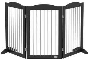 PawHut Foldable Freestanding Dog Gate for Staircases, Hallways, Doorways with Support Feet, Black