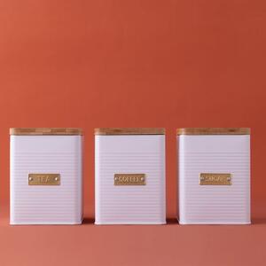 Typhoon Otto Set of 3 White Square Tea, Coffee & Sugar Canisters