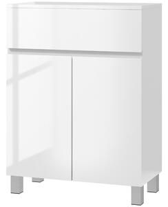 Kleankin Freestanding High Gloss Bathroom Cabinet, Storage Cupboard with Drawer and Adjustable Shelf, White