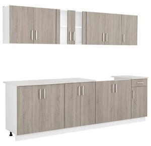 Kitchen Cabinet with Sink Base Unit 8 Pieces Oak Look