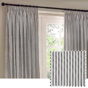 Yard Hebden Striped Cotton Ready Made Pencil Pleat Curtains Grey
