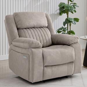 Martinez Fabric Electric Recliner 1 Seater Sofa - Taupe