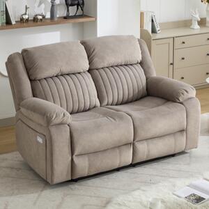 Martinez Fabric Electric Recliner 2 Seater Sofa - Taupe