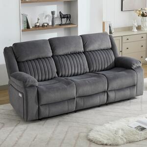 Martinez Fabric Electric Recliner 3 Seater Sofa - Slate Grey