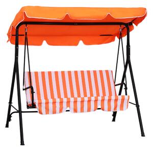 Outsunny 3 Seater Canopy Swing Chair Garden Rocking Bench Heavy Duty Patio Metal Seat w/ Top Roof - Orange
