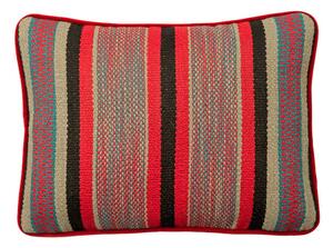 Pacos Red, Sustainable Feather, Cushion, 55CM X 40CM - Andrew Martin Linen Blend & Viscose Blend Stripe