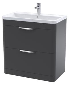 Parade Floor Standing 2 Drawer Vanity Unit with Polymarble Basin Soft Black