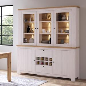 Canyon LED Wooden Display Cabinet With 5 Doors In White And Oak