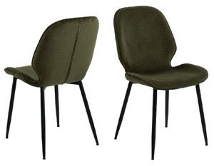 Fairlee Olive Green Fabric Dining Chairs With Black Legs In Pair