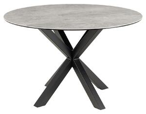 Hebron Ceramic Round Dining Table With Metal Base In Grey