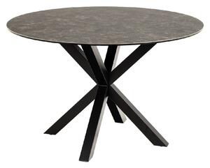 Hebron Ceramic Round Dining Table With Metal Base In Black