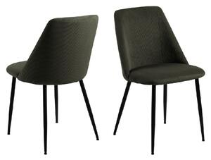 Indio Olive Green Fabric Dining Chairs With Black Legs In Pair